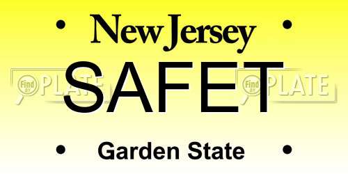 SAFET New Jersey License Plate