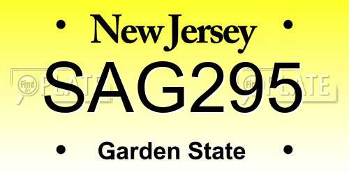 SAG295 New Jersey License Plate