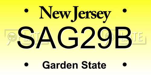SAG29B New Jersey License Plate
