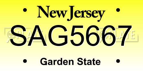 SAG5667 New Jersey License Plate