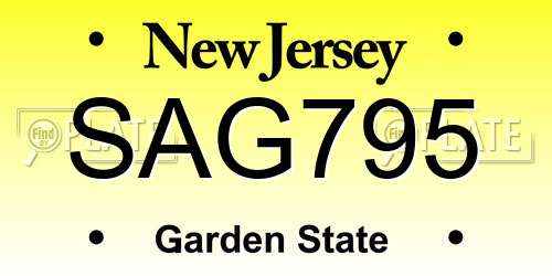 SAG795 New Jersey License Plate