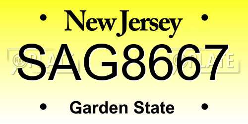 SAG8667 New Jersey License Plate