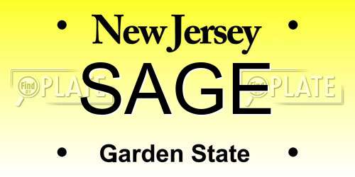 SAGE New Jersey License Plate