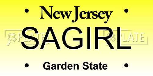 SAGIRL New Jersey License Plate