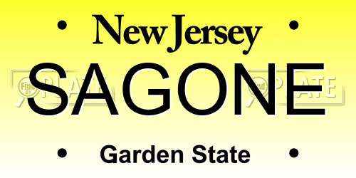 SAGONE New Jersey License Plate