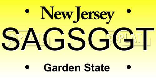 SAGSGGT New Jersey License Plate