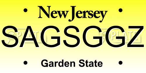 SAGSGGZ New Jersey License Plate