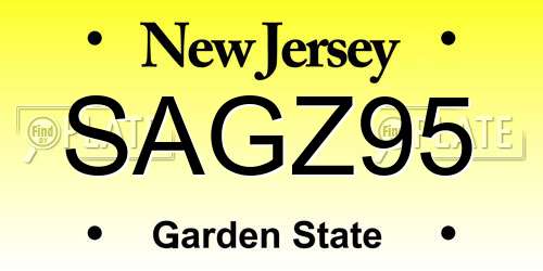 SAGZ95 New Jersey License Plate