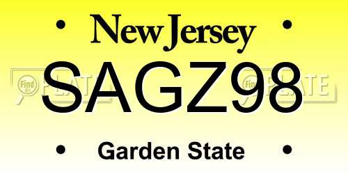SAGZ98 New Jersey License Plate