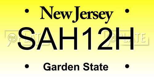 SAH12H New Jersey License Plate