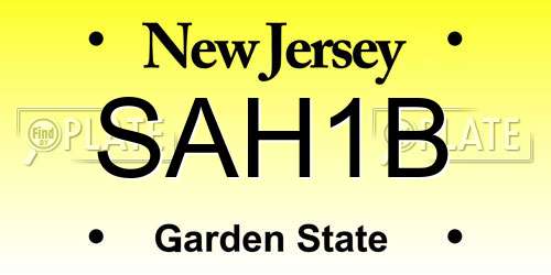 SAH1B New Jersey License Plate