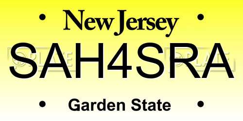 SAH4SRA New Jersey License Plate