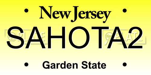 SAHOTA2 New Jersey License Plate