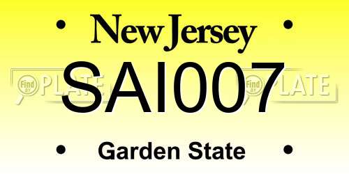 SAI007 New Jersey License Plate