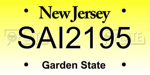 SAI2195 New Jersey License Plate
