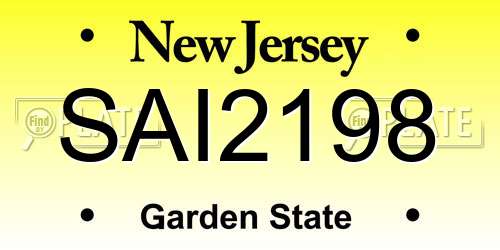 SAI2198 New Jersey License Plate