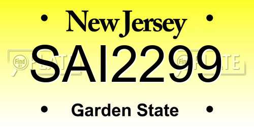 SAI2299 New Jersey License Plate