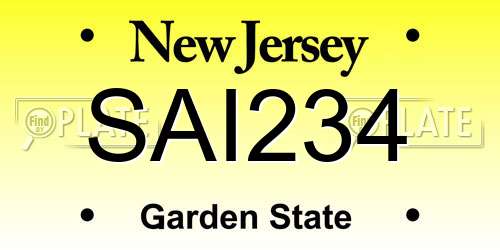 SAI234 New Jersey License Plate