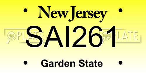 SAI261 New Jersey License Plate