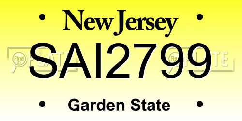 SAI2799 New Jersey License Plate