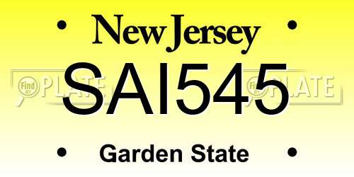 SAI545 New Jersey License Plate