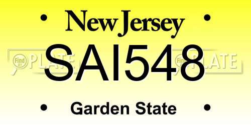 SAI548 New Jersey License Plate