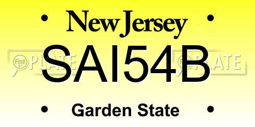 SAI54B New Jersey License Plate
