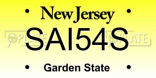 SAI54S New Jersey License Plate