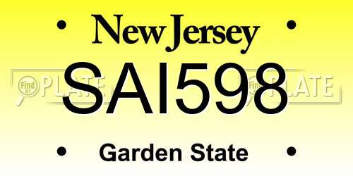 SAI598 New Jersey License Plate