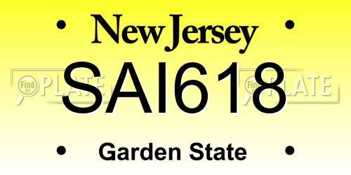 SAI618 New Jersey License Plate