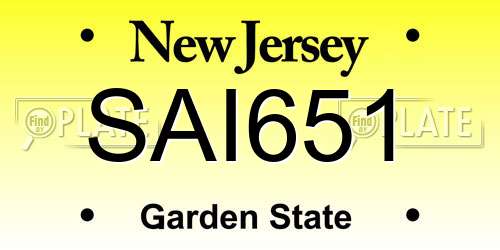SAI651 New Jersey License Plate
