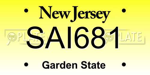 SAI681 New Jersey License Plate