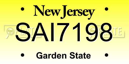 SAI7198 New Jersey License Plate