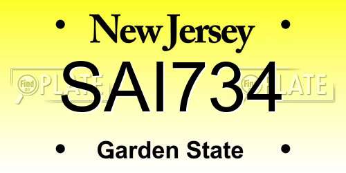 SAI734 New Jersey License Plate