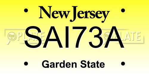 SAI73A New Jersey License Plate