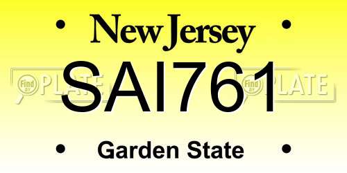 SAI761 New Jersey License Plate