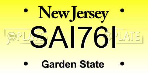 SAI76I New Jersey License Plate
