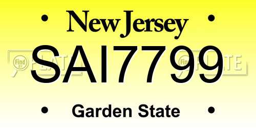 SAI7799 New Jersey License Plate