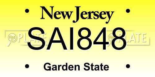 SAI848 New Jersey License Plate