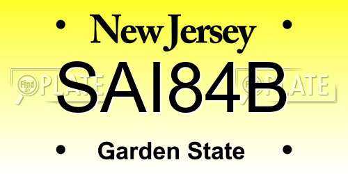 SAI84B New Jersey License Plate