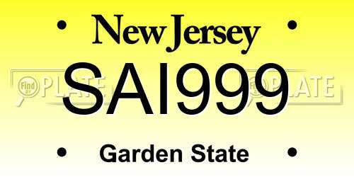 SAI999 New Jersey License Plate