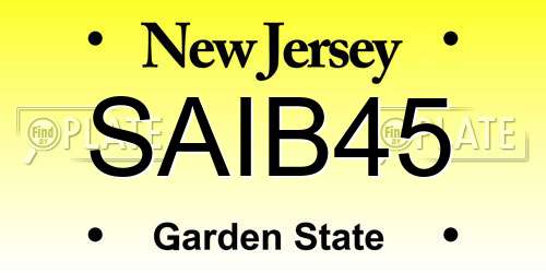 SAIB45 New Jersey License Plate