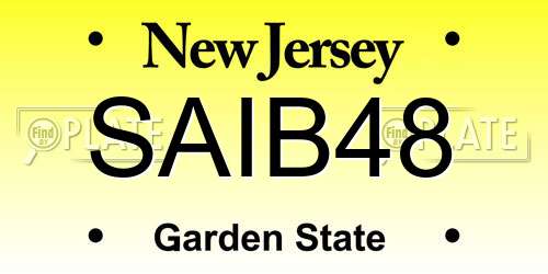 SAIB48 New Jersey License Plate