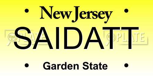 SAIDATT New Jersey License Plate