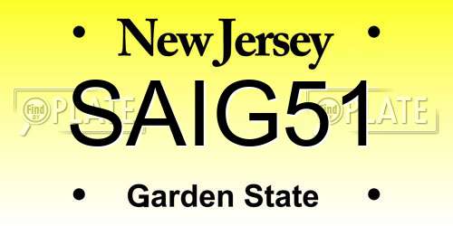 SAIG51 New Jersey License Plate