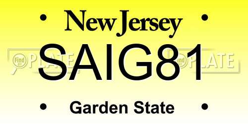 SAIG81 New Jersey License Plate