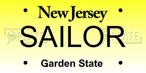 SAILOR New Jersey License Plate