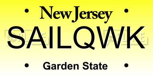SAILQWK New Jersey License Plate