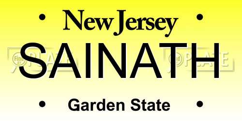 SAINATH New Jersey License Plate