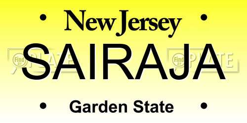 SAIRAJA New Jersey License Plate